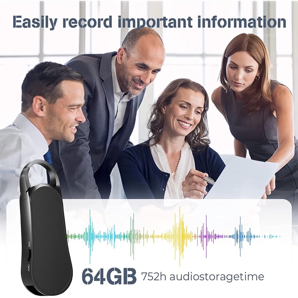 Portable Keychain Audio Voice Recorder Activated Recording Device Capacity 64GB - Picture 3 of 7